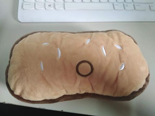Customer photo review of Plush Hamburger Buddy Pencil Case