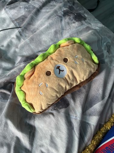 Customer photo review of Plush Hamburger Buddy Pencil Case
