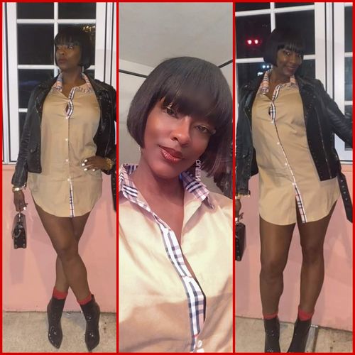 Customer photo review of Plaid Combo Shirt Dress