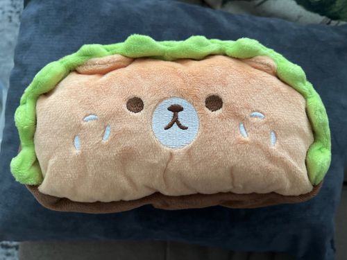 Customer photo review of Plush Hamburger Buddy Pencil Case