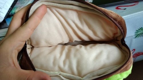 Customer photo review of Plush Hamburger Buddy Pencil Case