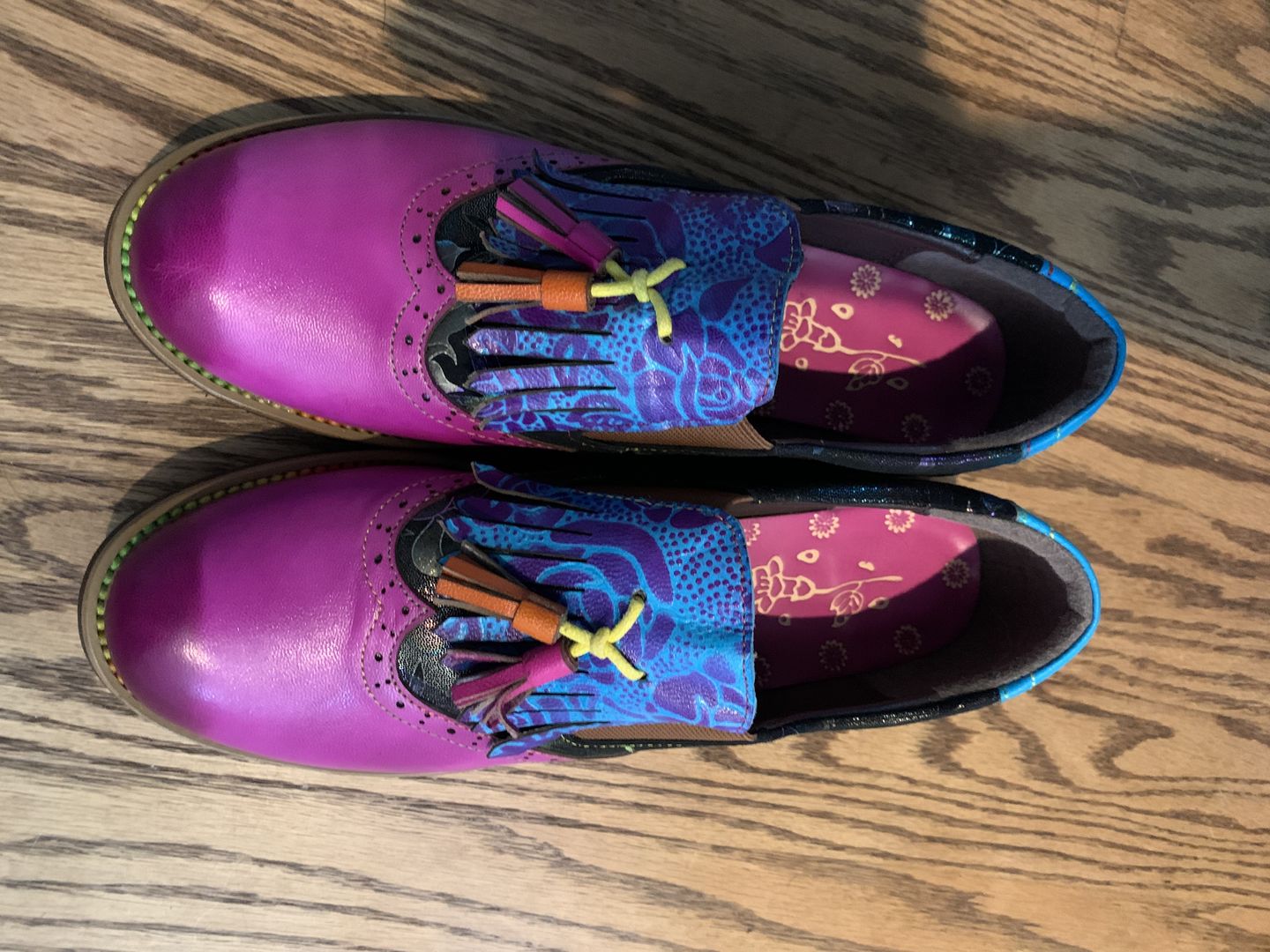 Customer photo review of Bohemian Painted  Brogue Genuine Leather Shoes