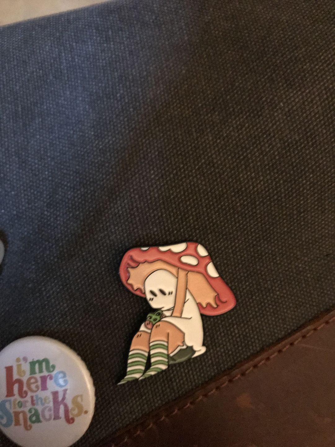 Customer photo review of Mushroom Ghost Enamel Pin