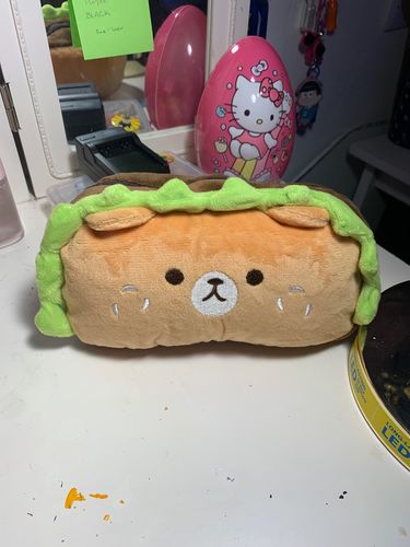 Customer photo review of Plush Hamburger Buddy Pencil Case