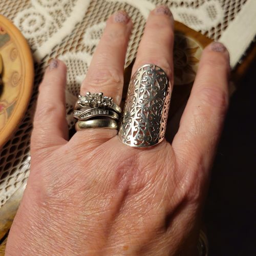 Customer photo review of Full Finger Statement Sterling Silver Ring
