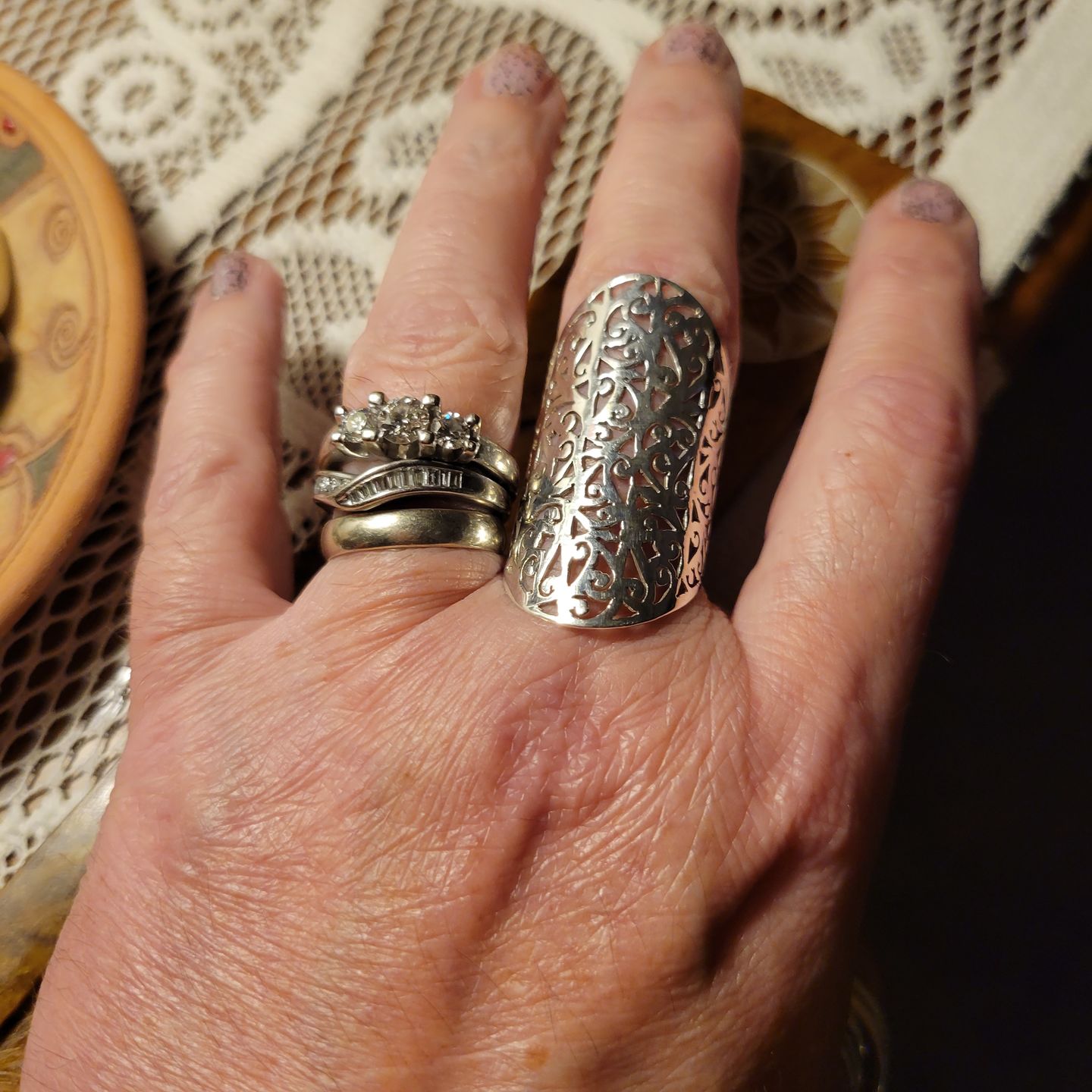 Customer photo review of Full Finger Statement Sterling Silver Ring