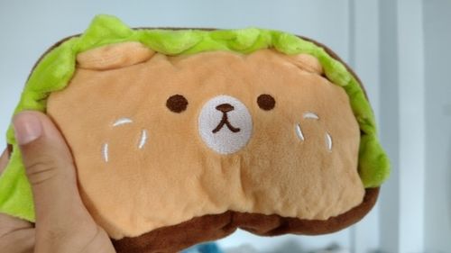 Customer photo review of Plush Hamburger Buddy Pencil Case