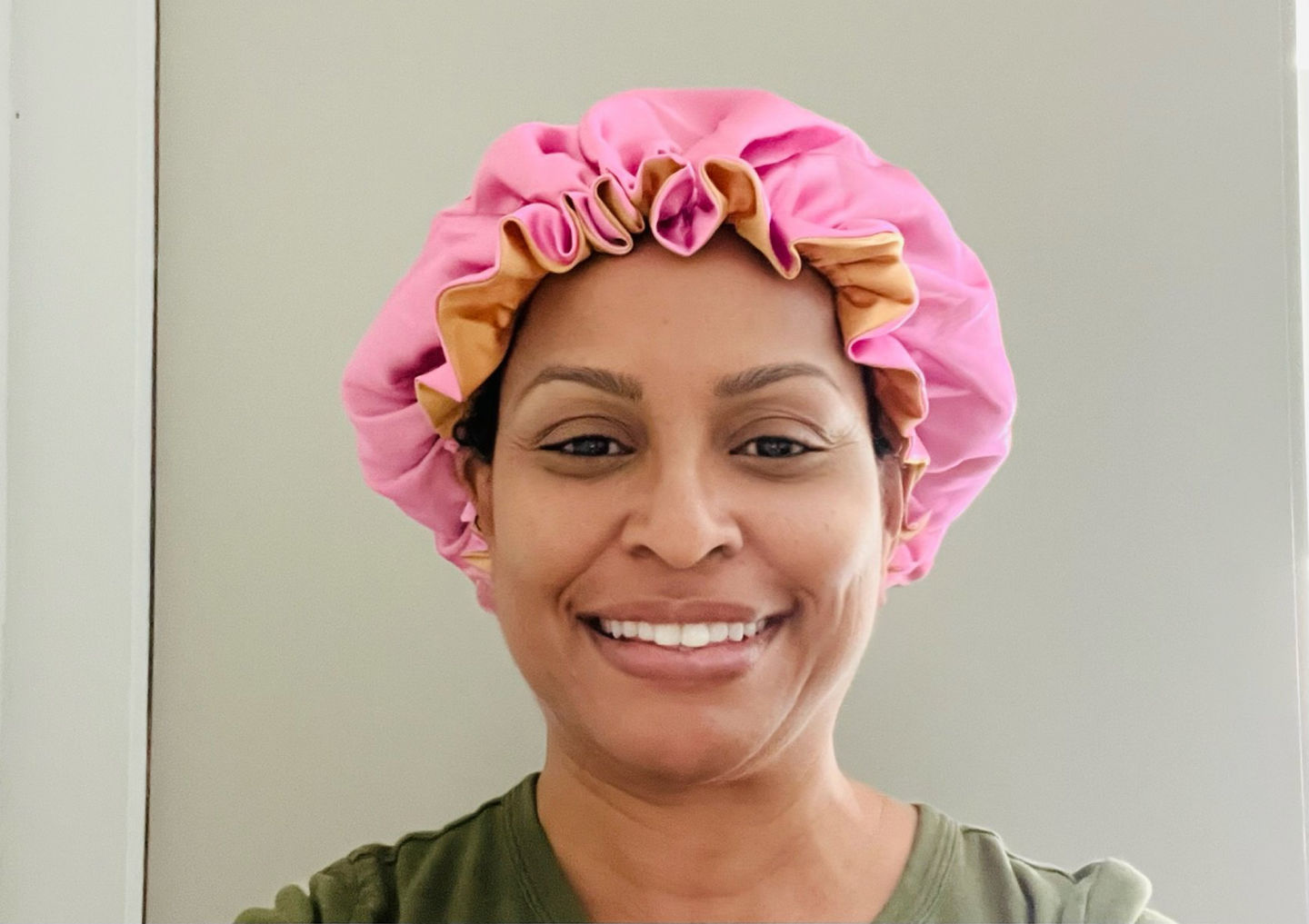 Customer photo review of LUXURY SLEEP satin bonnet