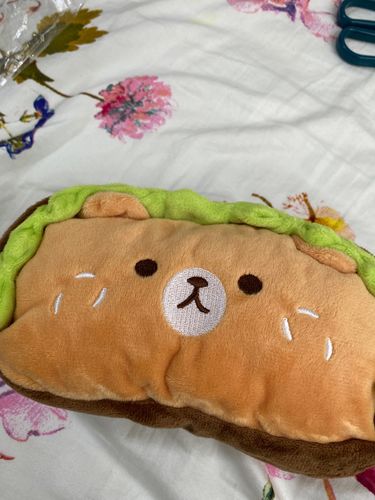 Customer photo review of Plush Hamburger Buddy Pencil Case
