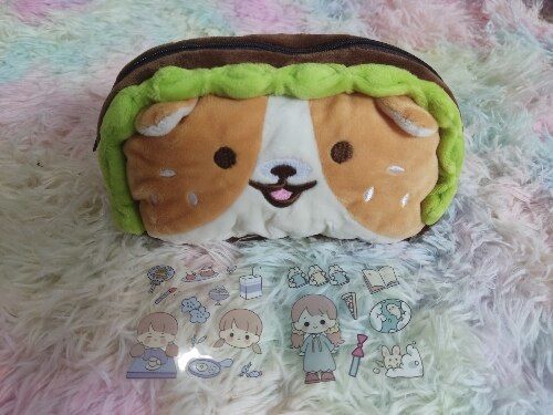 Customer photo review of Plush Hamburger Buddy Pencil Case