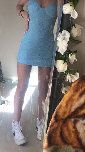 Customer photo review of Josephine Rhinestone Dress (BLUE)