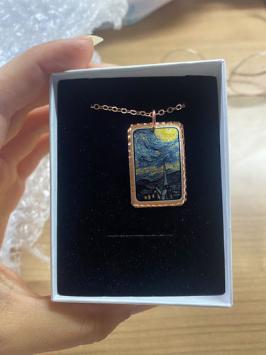 Customer photo review of Vincent Van Gogh Yıldızlı Geceler Starry Night Tablo Rectangle Tasarım Kolye