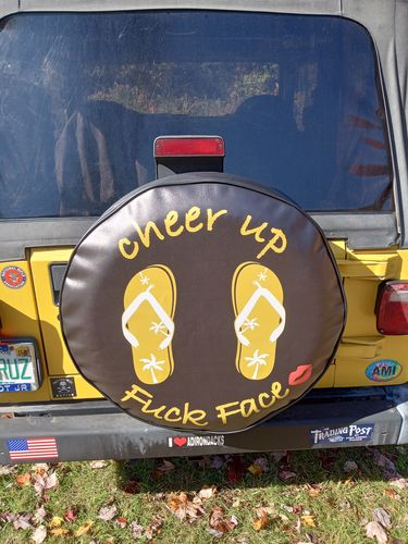 Customer photo review of Custom Spare Tire Cover for Jeep, RV, Bronco Camper, Trailer, & More