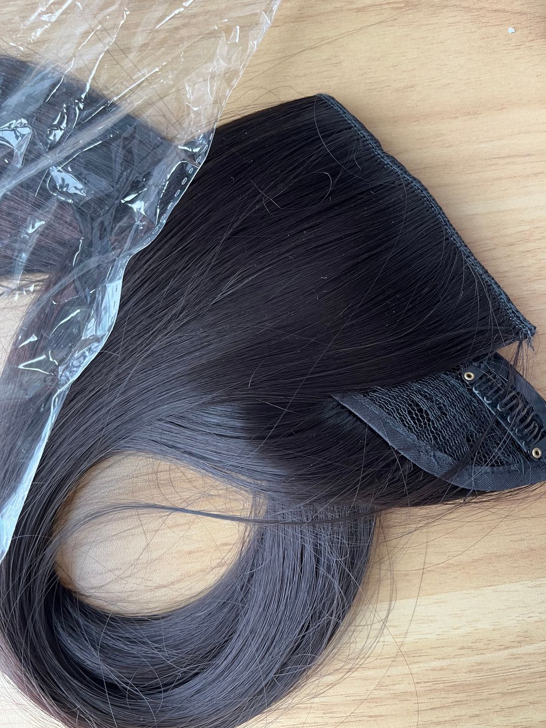Customer photo review of Moresoo Remy Clip In Brazilian Human Hair Extensions Dark Brown(#2)