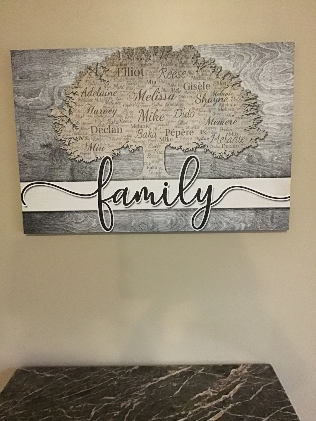 Customer photo review of Personalized Names on Tree "Family" Premium Canvas