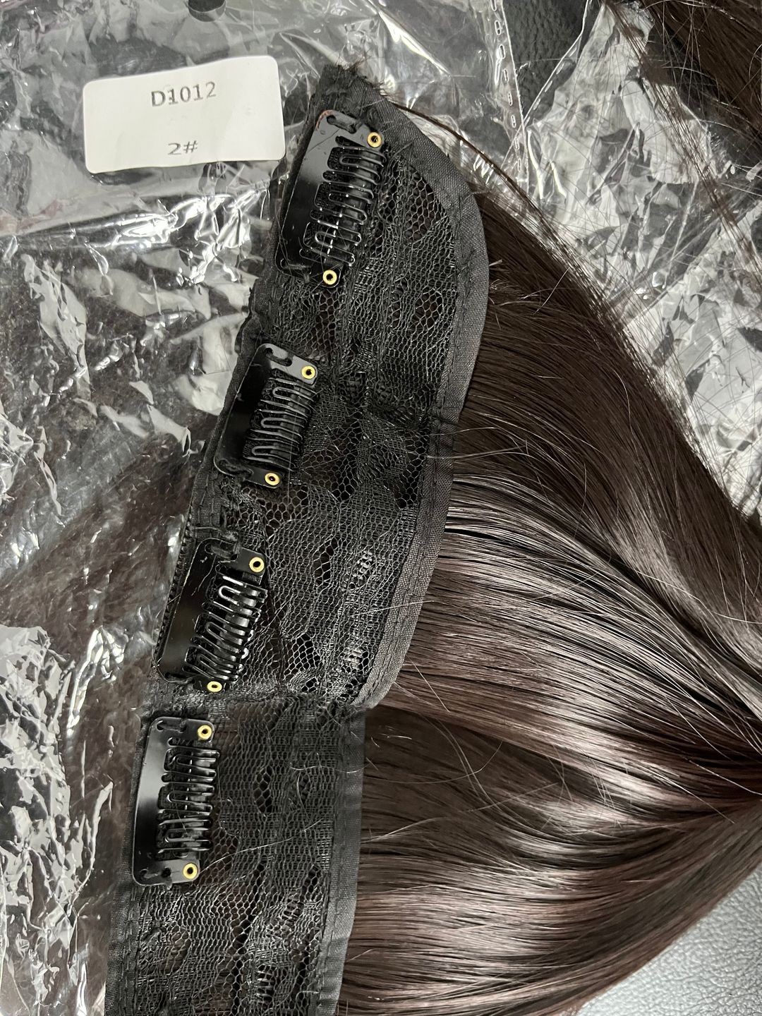 Customer photo review of Moresoo Remy Clip In Brazilian Human Hair Extensions Dark Brown(#2)