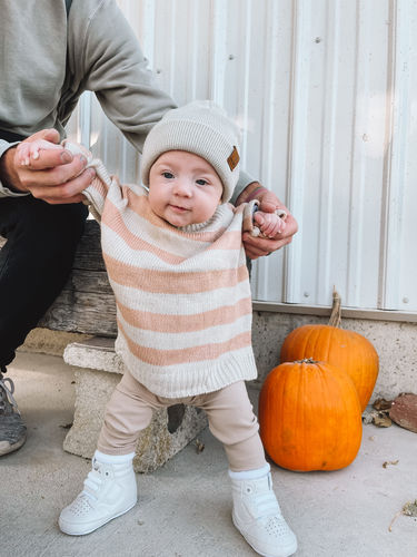 Customer photo review of Pax Striped Sweater in blush