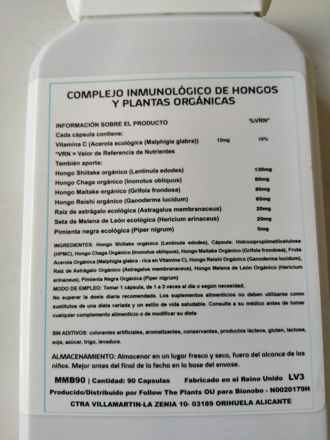 Customer photo review of BIOHACK® | Hongos Adaptógenos | 90 Caps. | Reishi, Chaga, Lions Mane, Shitake, Maitake, Astrágalo y Acerola Orgánicos |
