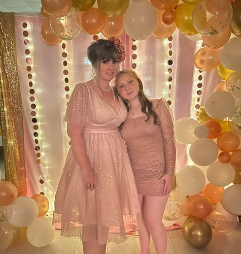 Customer photo review of Pink 1950s Star Sequin Lace Swing Dress
