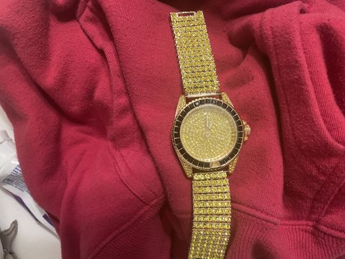 Customer photo review of Canary Princess Cut Bezel Designer Iced Out Watch
