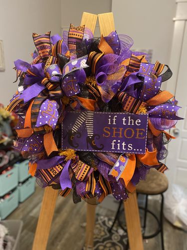 Customer photo review of 12.5"L X 6"H If The Shoe Fits Sign Purple/Black/White/Orange AP8821