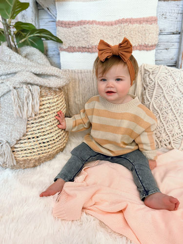 Customer photo review of Pax Striped Sweater in blush