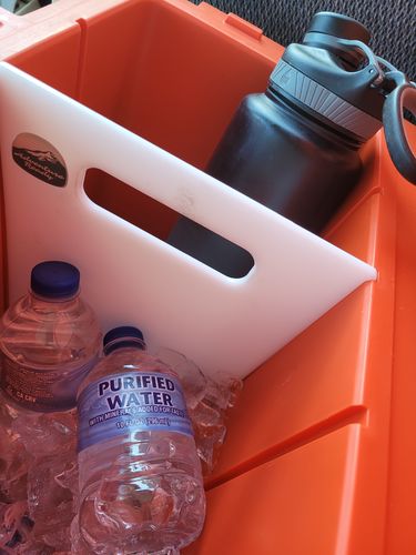 Customer photo review of 20 Quart Camp Cutting Board & Cooler Divider