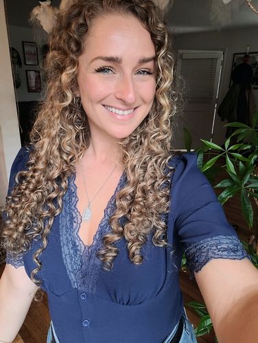 Customer photo review of Curly Ash Blonde