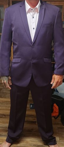 Customer photo review of Men's Purple Two-Button Microfiber Coloured SUIT