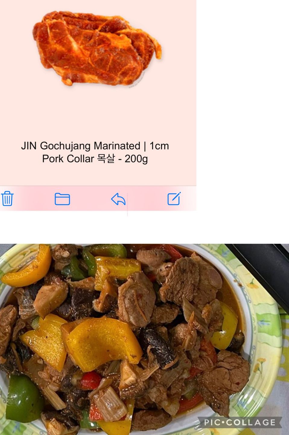 Customer photo review of JIN Gochujang Marinated | 1cm Pork Collar 목살 - 200g