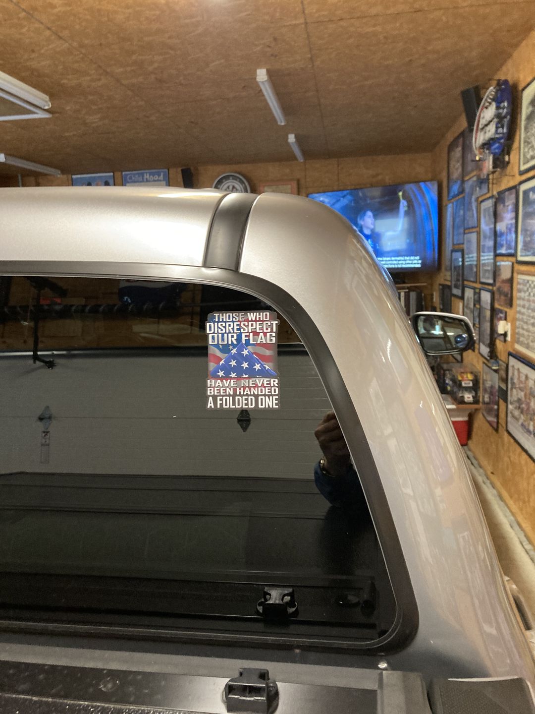 Customer photo review of Those Who Disrespect Our Flag Have Never Been Handed A Folded One Decal