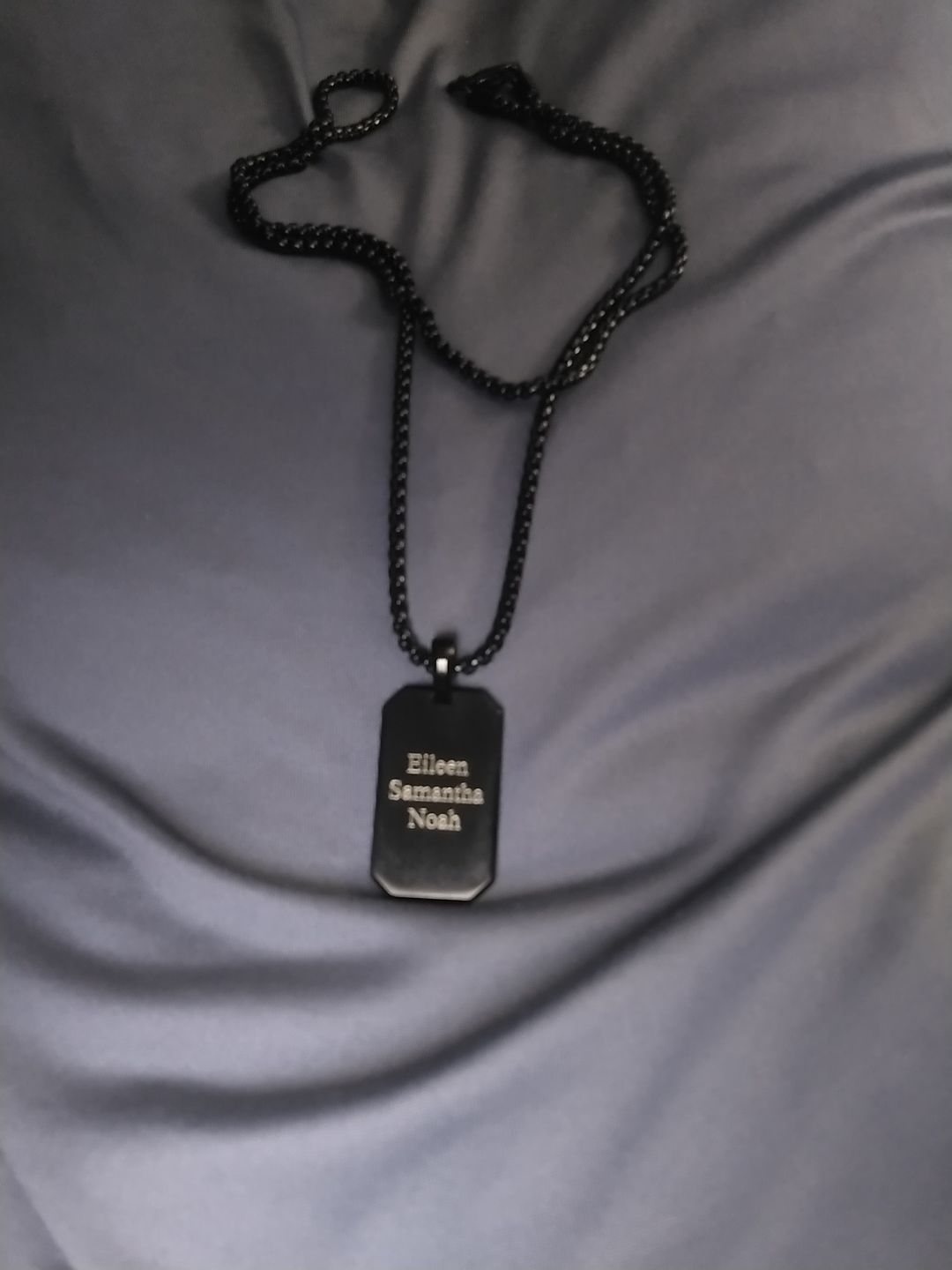 Customer photo review of Engravable Matte Modern Dog Tag