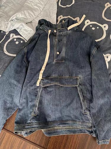 Customer photo review of Hooded Pullover Denim Jacket