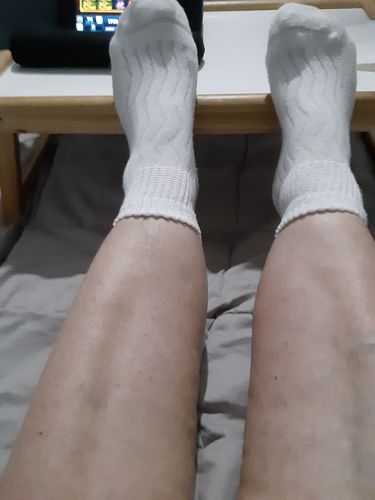 Customer photo review of Wide non-binding Bamboo diabetic socks, seamless toe, air vent with cushion sole, 6 pairs