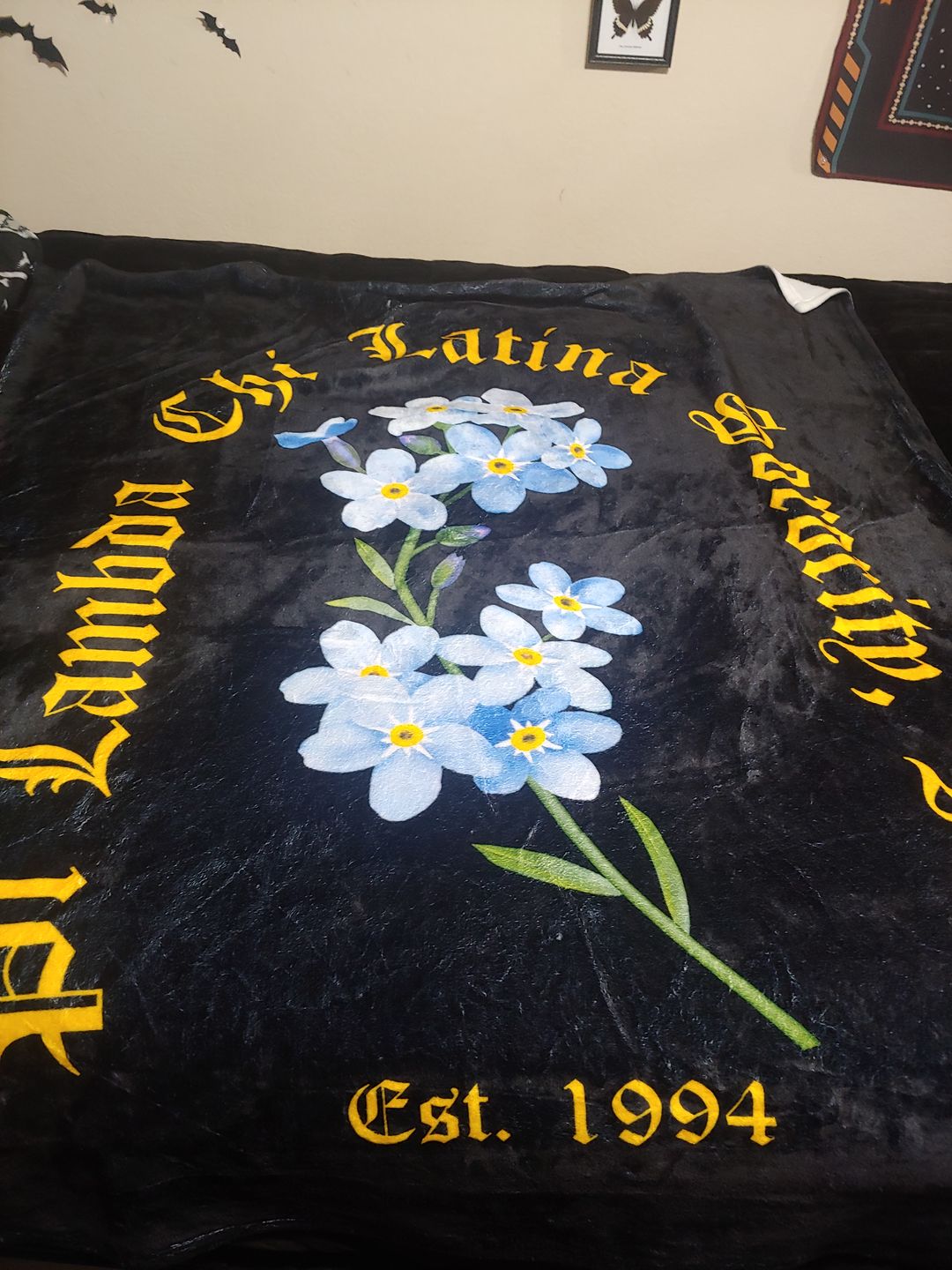 Customer photo review of PLC Black Floral Plush Blanket