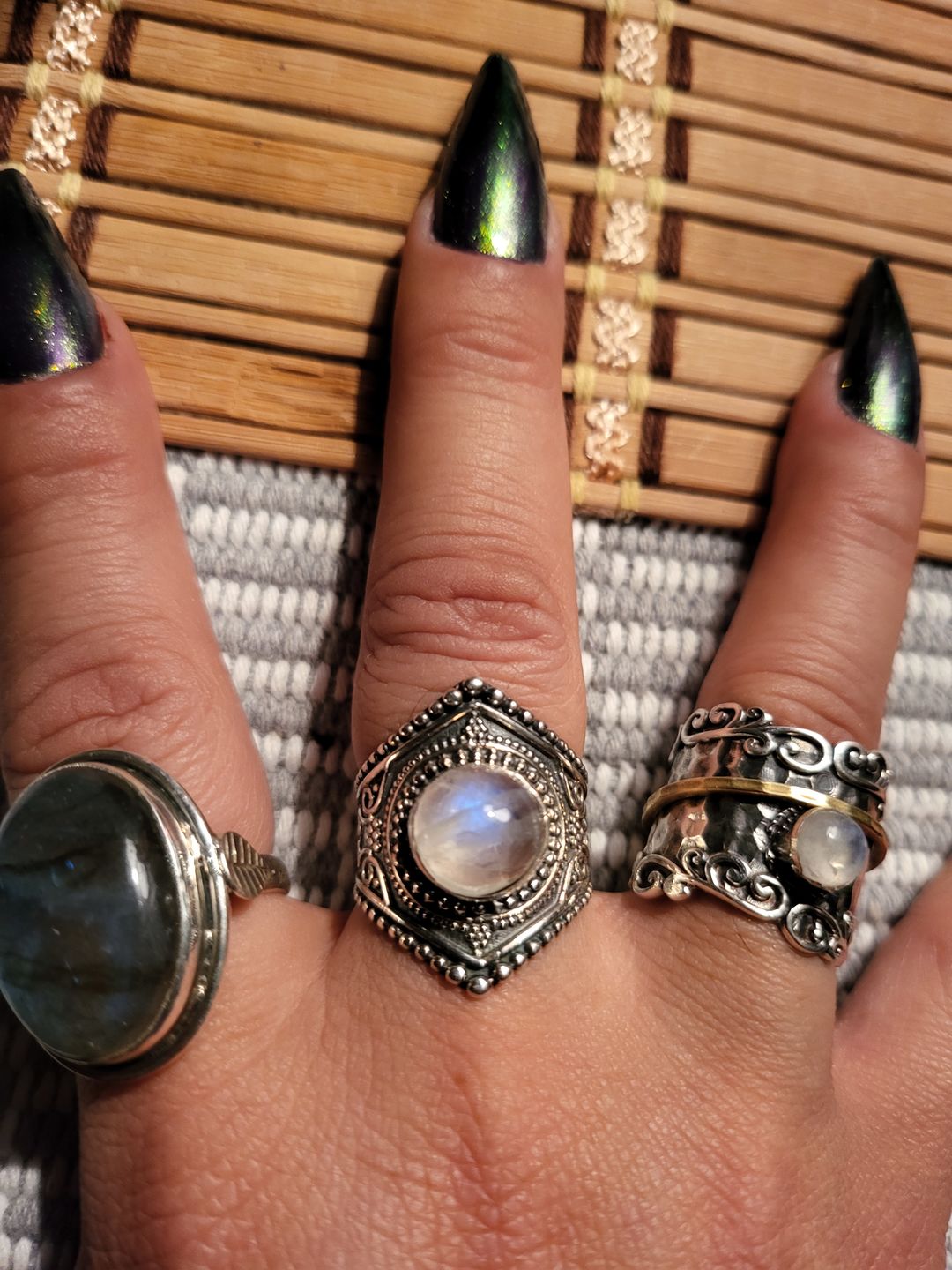 Customer photo review of Sterling Silver Boho Ring with Moonstone