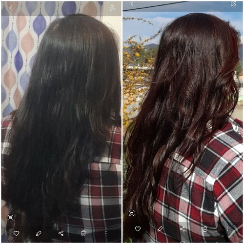 Reseña con foto de un cliente sobre Henna Jamila Hair