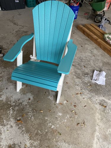 Customer photo review of DuraWeather Poly® King Size Folding Adirondack Chair - Exclusive Wood Grain Poly-resin