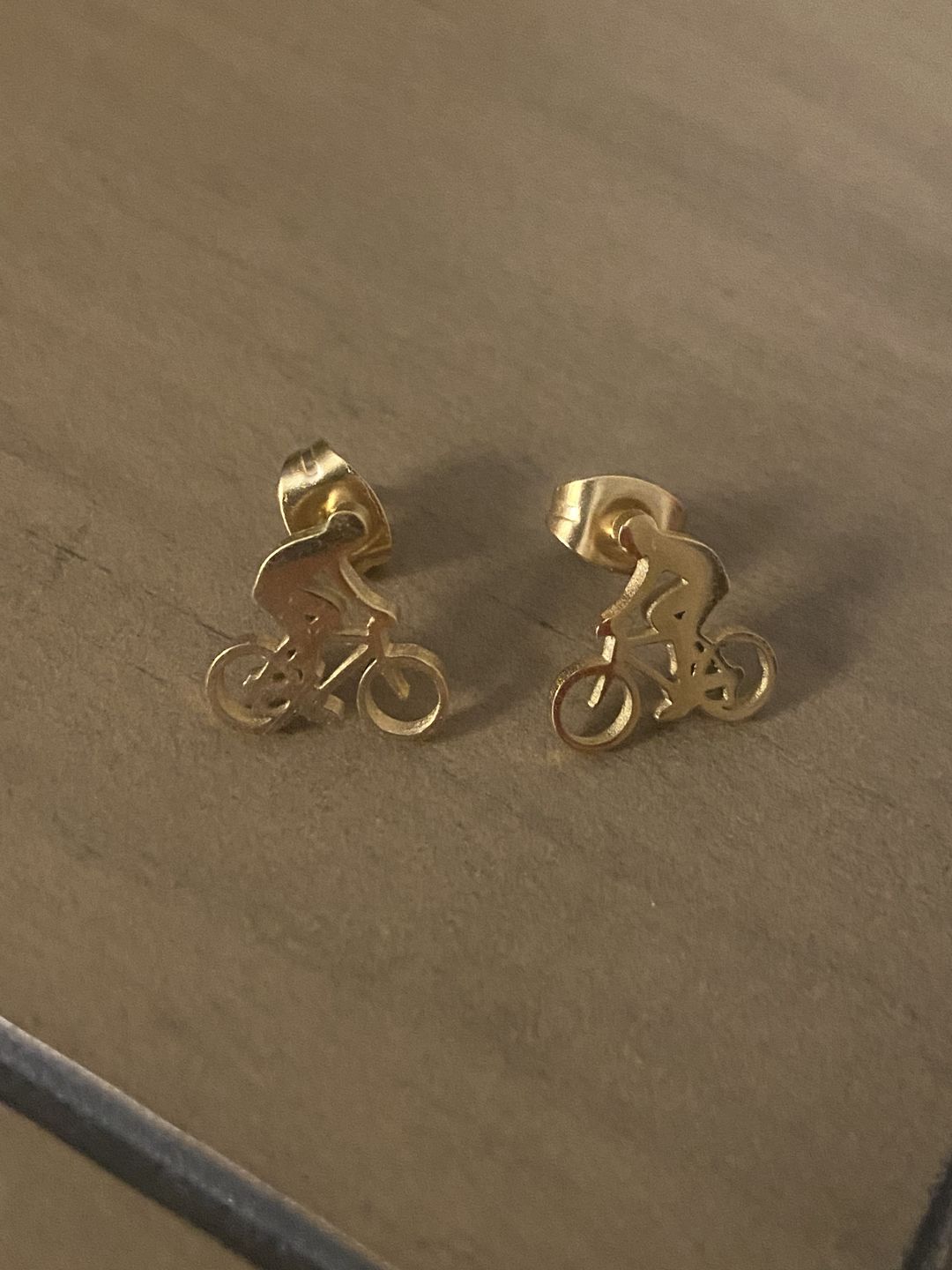 Customer photo review of Cycolinks Titanium Steel Cycling Stud Earrings
