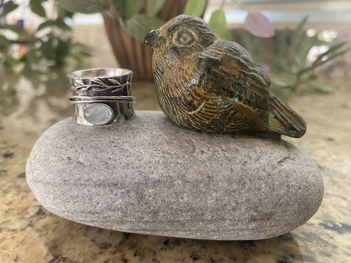 Customer photo review of Aquamarine Leaf Spinner ring Sterling Silver