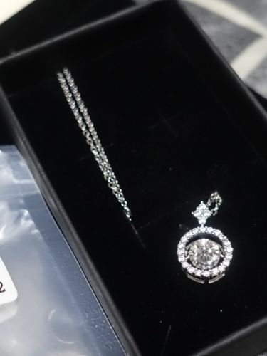 Customer photo review of Moissanite Diamond Dancing Stone Circle of Love Necklace