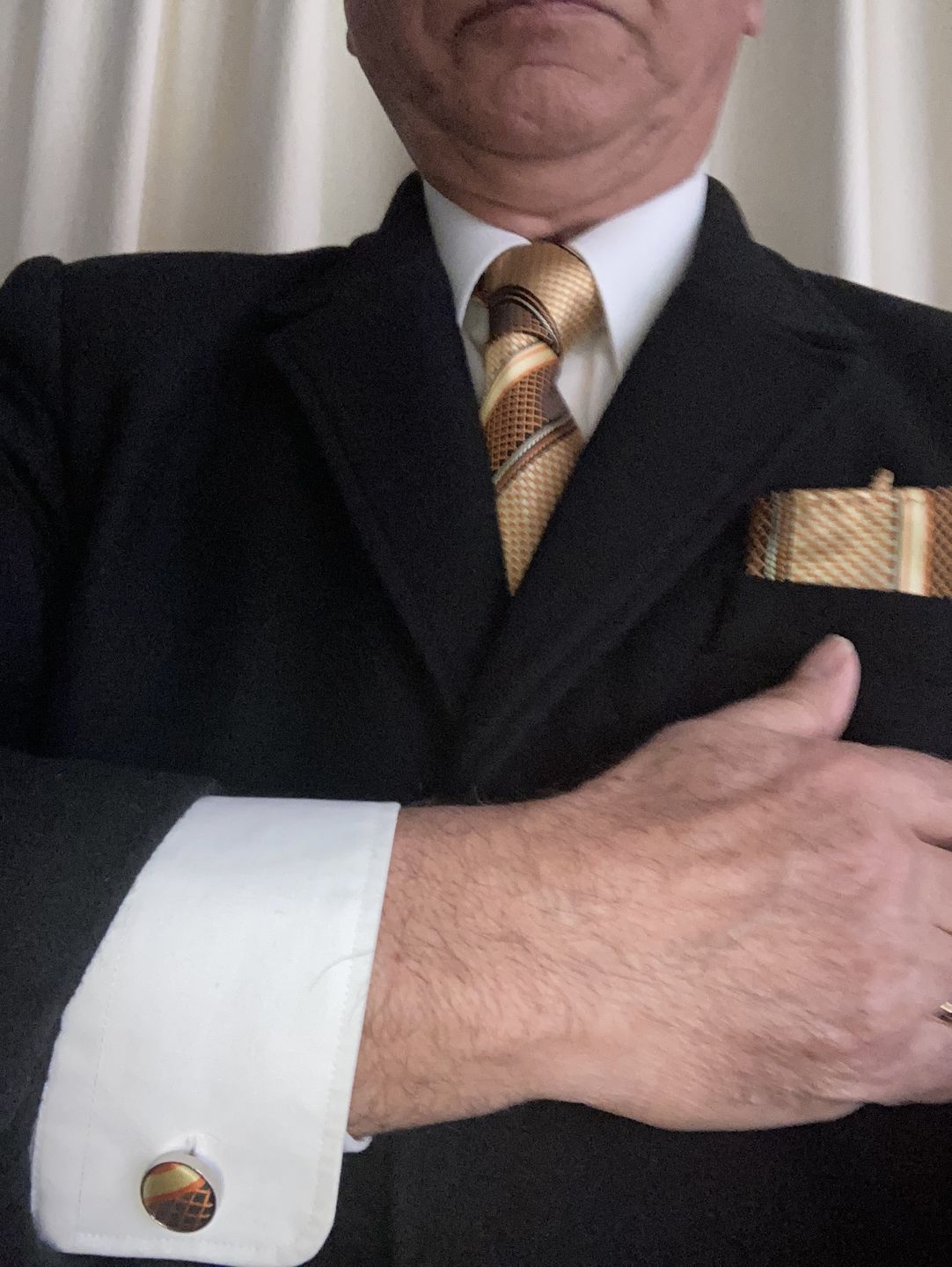 Customer photo review of Golden Python Tie, Pocket Square and Cufflinks