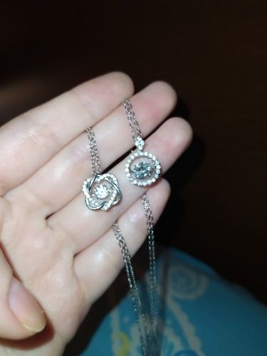 Customer photo review of Moissanite Diamond Dancing Stone Circle of Love Necklace