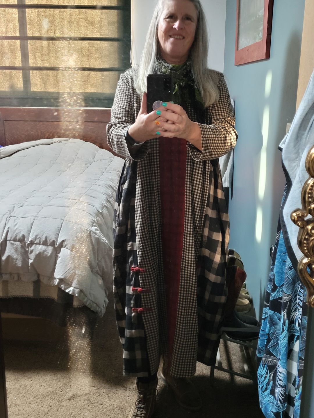 Customer photo review of Plus Size - Different Colored Plaid Retro Cotton Linen Dress