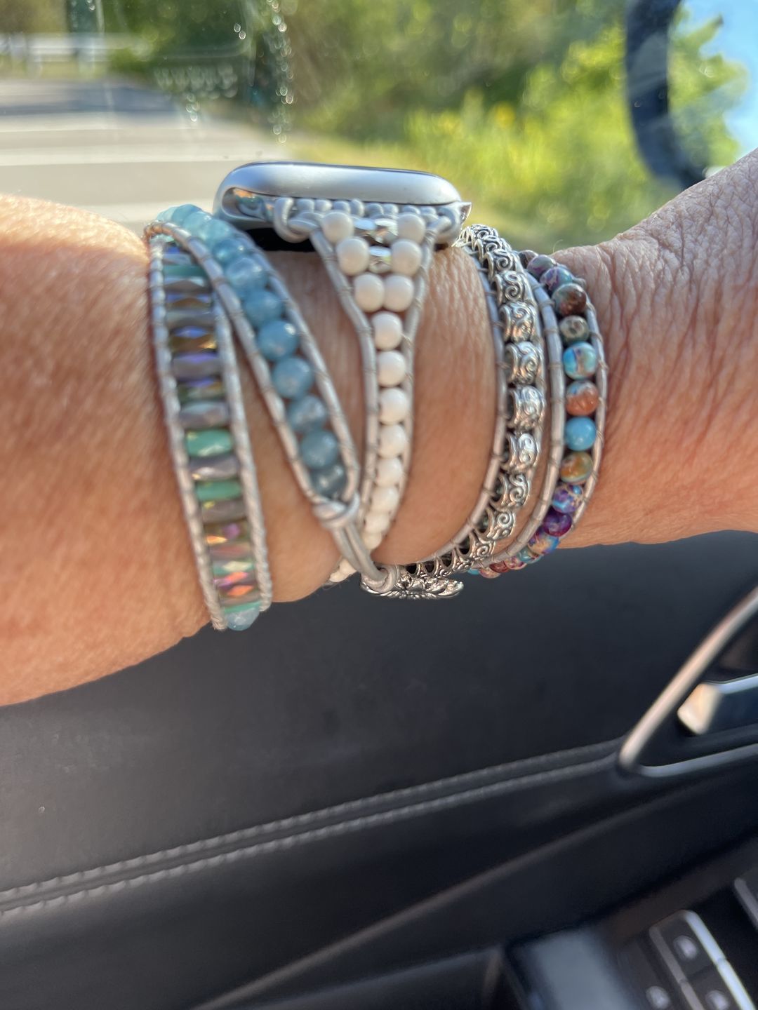 Customer photo review of Serene Ocean Apple Watch Strap