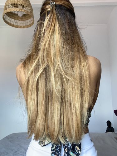 Customer photo review of Notre soin éclaircissant pour des cheveux rayonnants en moins de 5 minutes