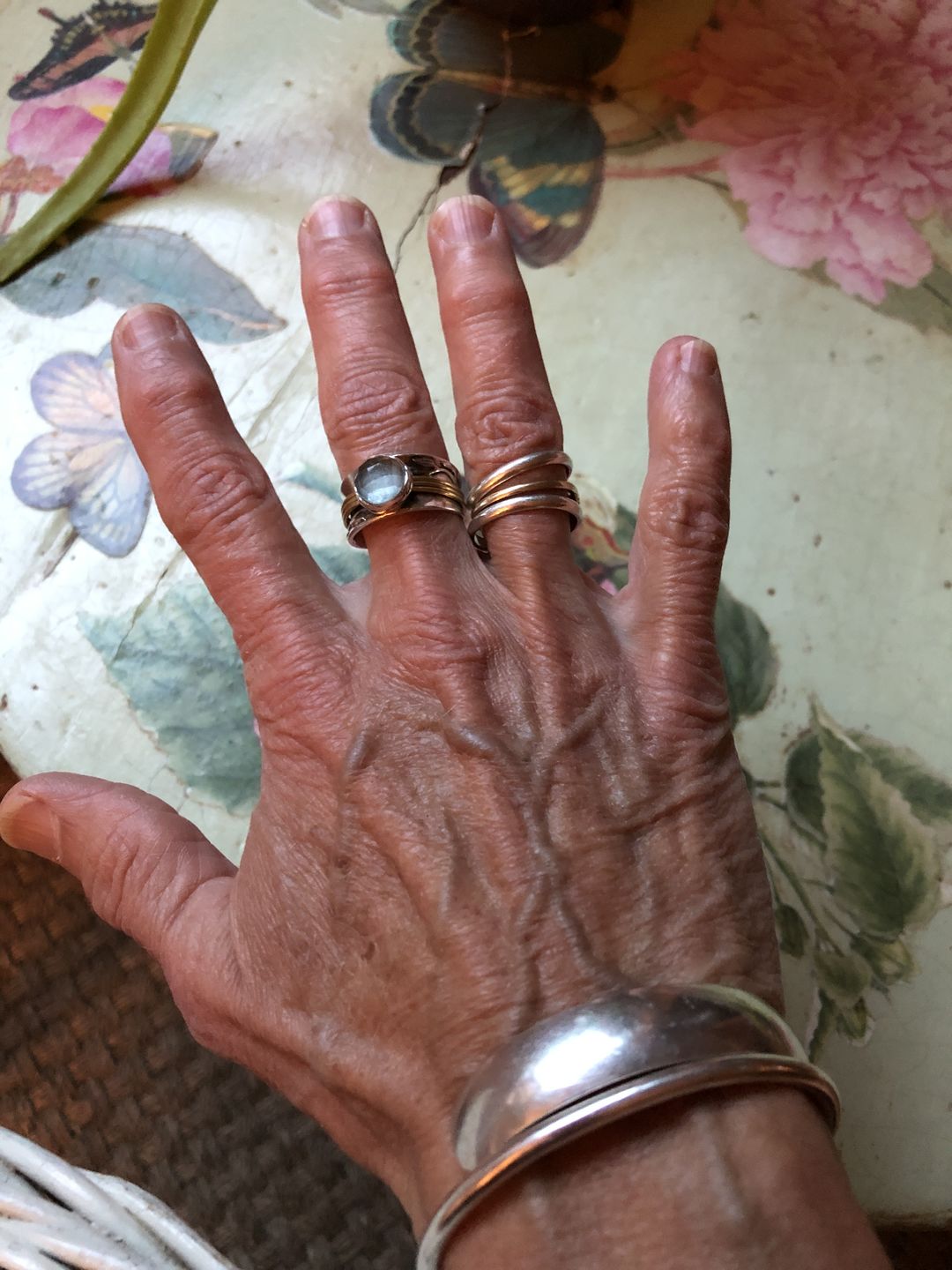 Customer photo review of Aquamarine Spinner Ring Inspired by Nature Sterling Silver