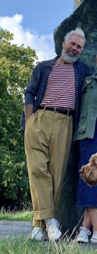 Customer photo review of 1930s IVY Style Double Pleated Chino Trousers - Yellow