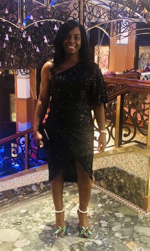 Customer photo review of Sequined Party Ruffles Midi Dress