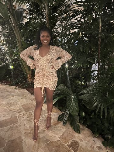 Customer photo review of Solid Color Sweet Lace-Up Mini Dress